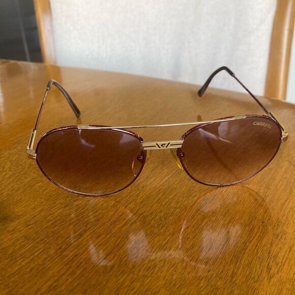 CARRERA 5464 81 Red Stripe Frame Red Lens Round Aviator Sunglasses 55-17-140 - Picture 1 of 9